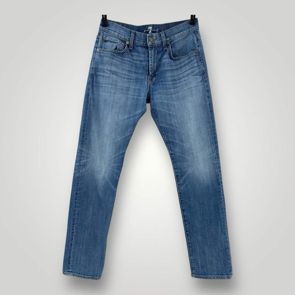 7 For All Mankind THE STRAIGHT Jeans Mens 30x33 (32x33) Med Wash Made in USA